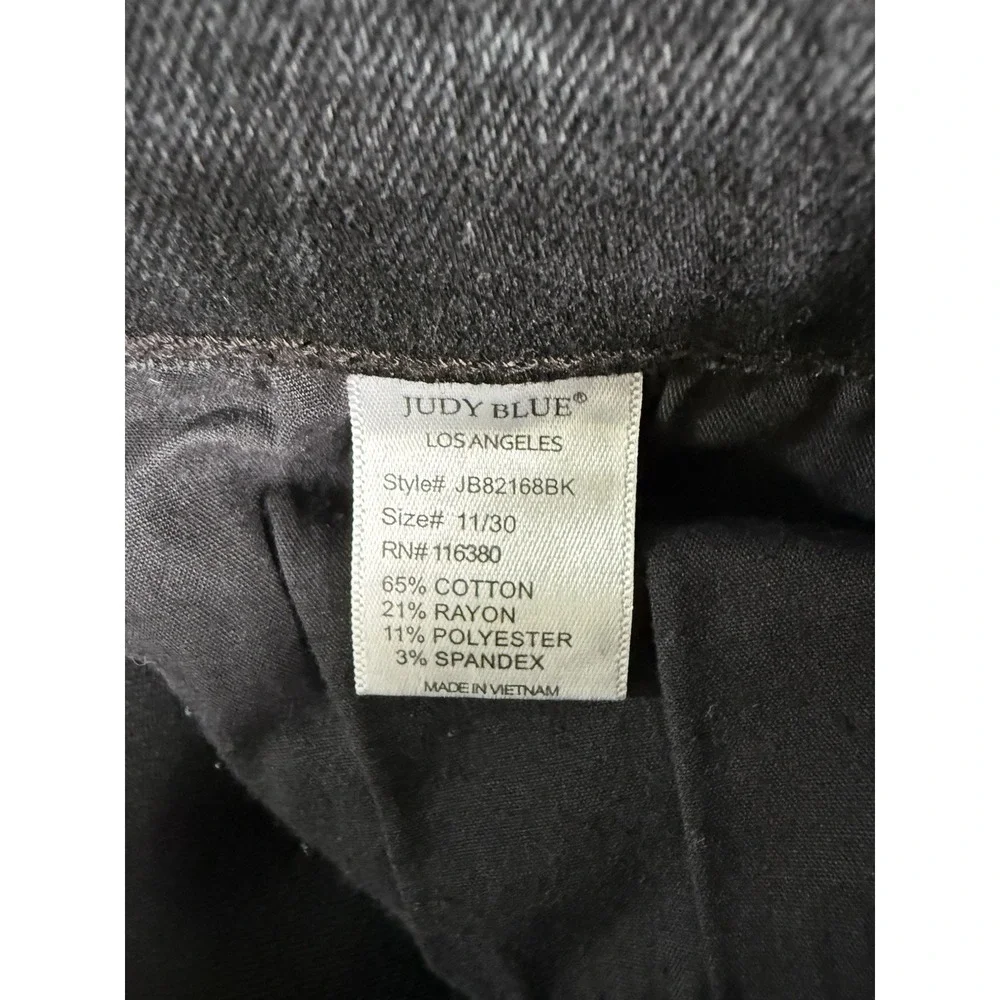 Judy Blue‎ Jeans Womens 11/30 Black Destroyed Mid Rise Skinny